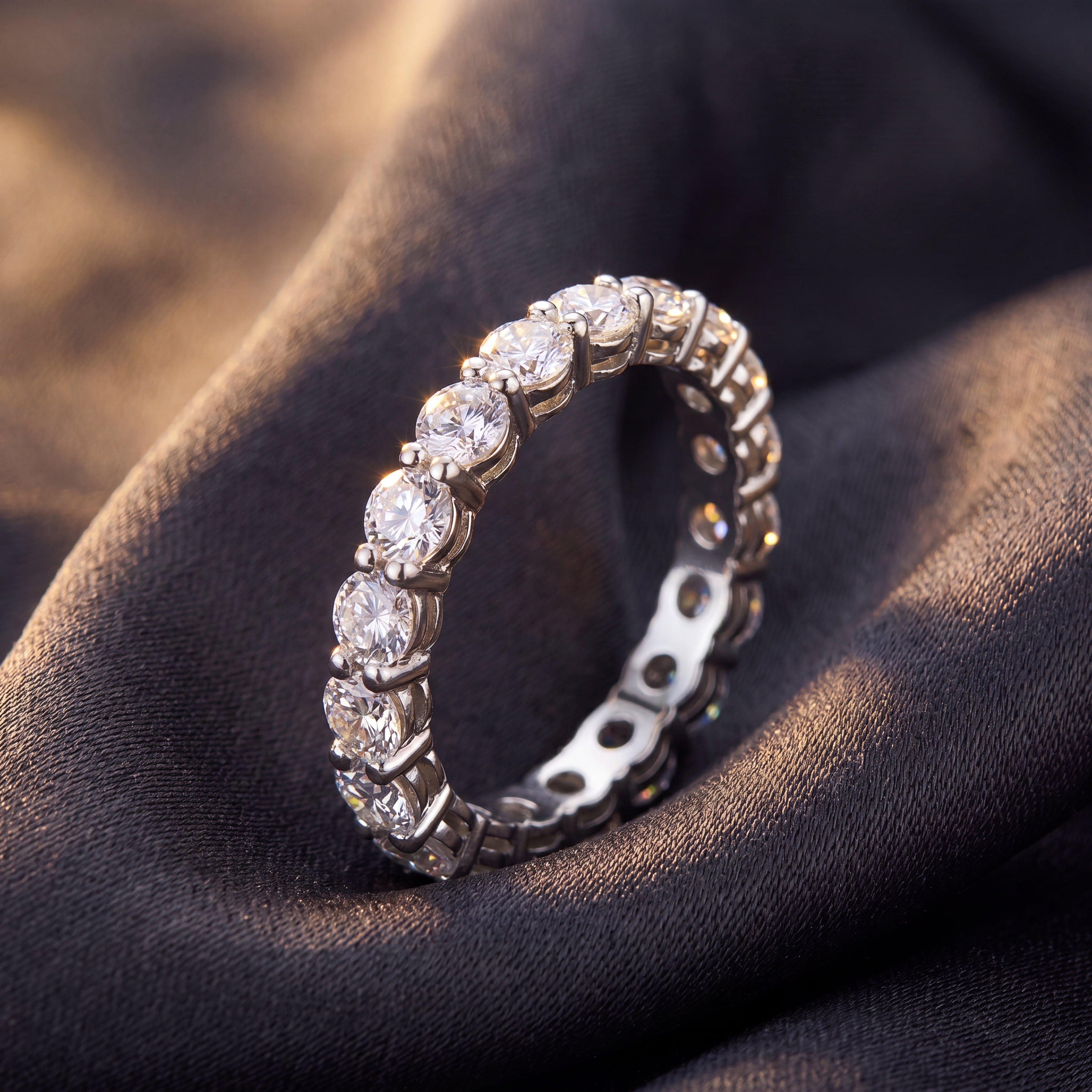 Moissanite Eternity Band Ring for Women S925 Sterling Silver