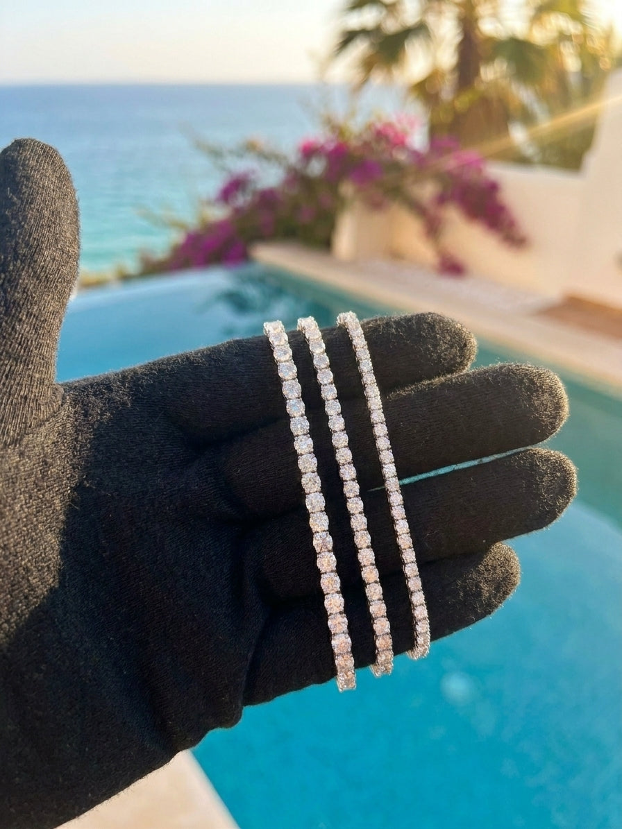 Moissanite Tennis Bracelet – 925 Sterling Silver, Rhodium Plated