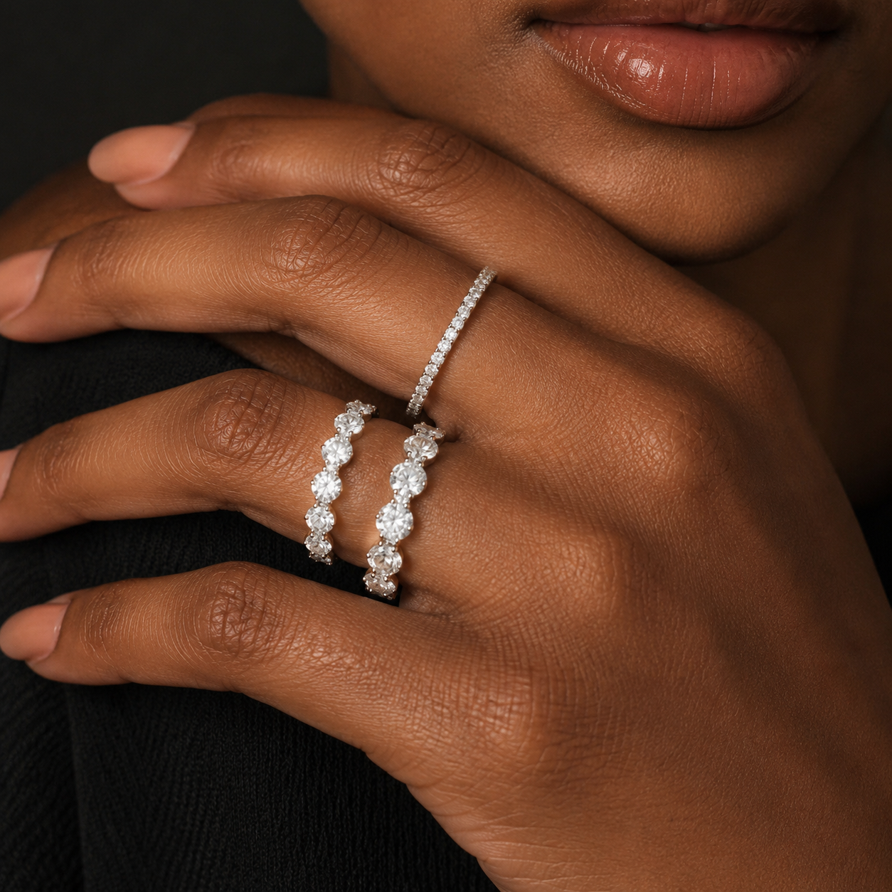 Moissanite Eternity Band Ring for Women S925 sterling silver