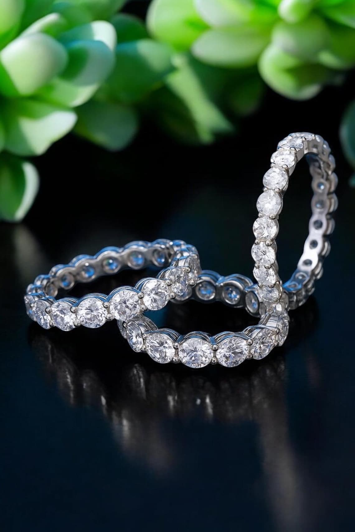 VVS1 Women’s Ring Moissanite – Moissanite Eternity Band 1.5–4MM, 925 Sterling Silver, Diamond Alternative Wedding Ring, 5x Rhodium Plate