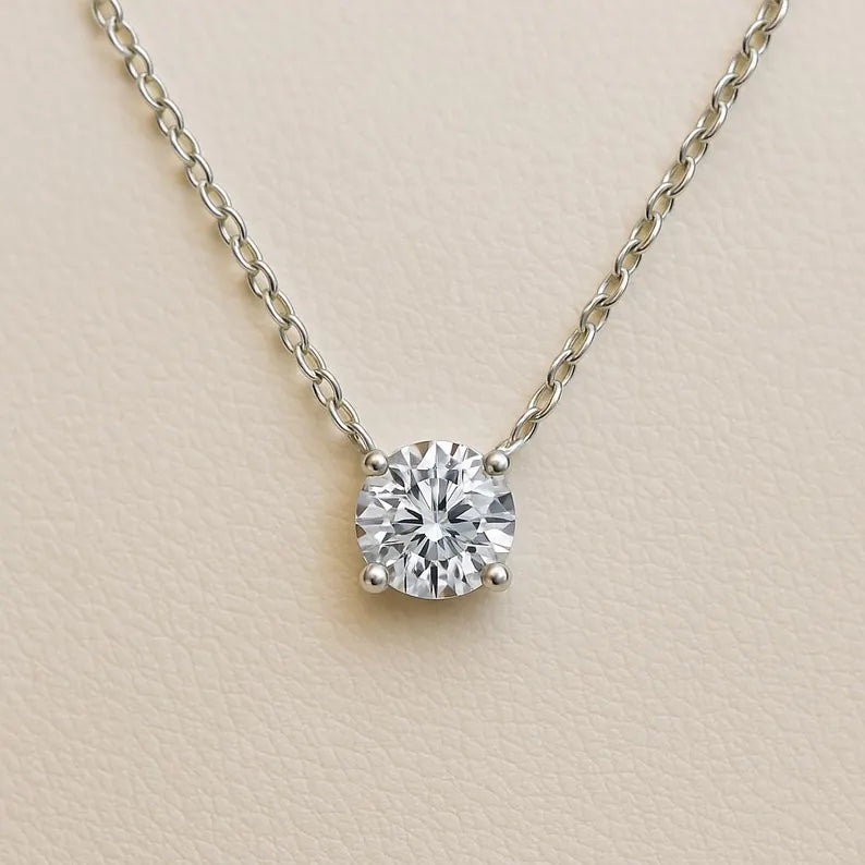 Water Resistant Women’s Necklace – Dainty Necklace Gold/Silver, Floating Solitaire Pendant in Sterling Silver, Minimalist Bridesmaid Jewelry