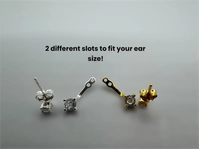 Waterproof Womens Earrings 14k Gold Plated Ear Jacket Stud Earrings 925 Sterling Silver Gold or White Gold Butterfly Push Back
