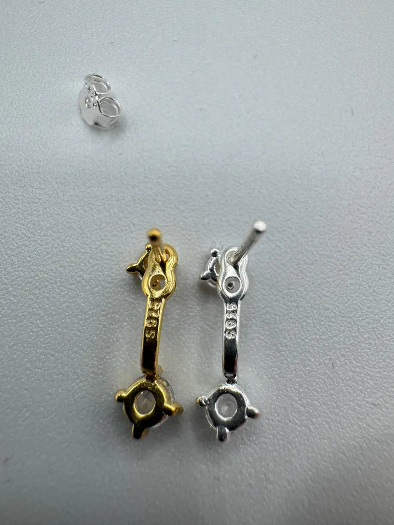 Waterproof Womens Earrings 14k Gold Plated Ear Jacket Stud Earrings 925 Sterling Silver Gold or White Gold Butterfly Push Back