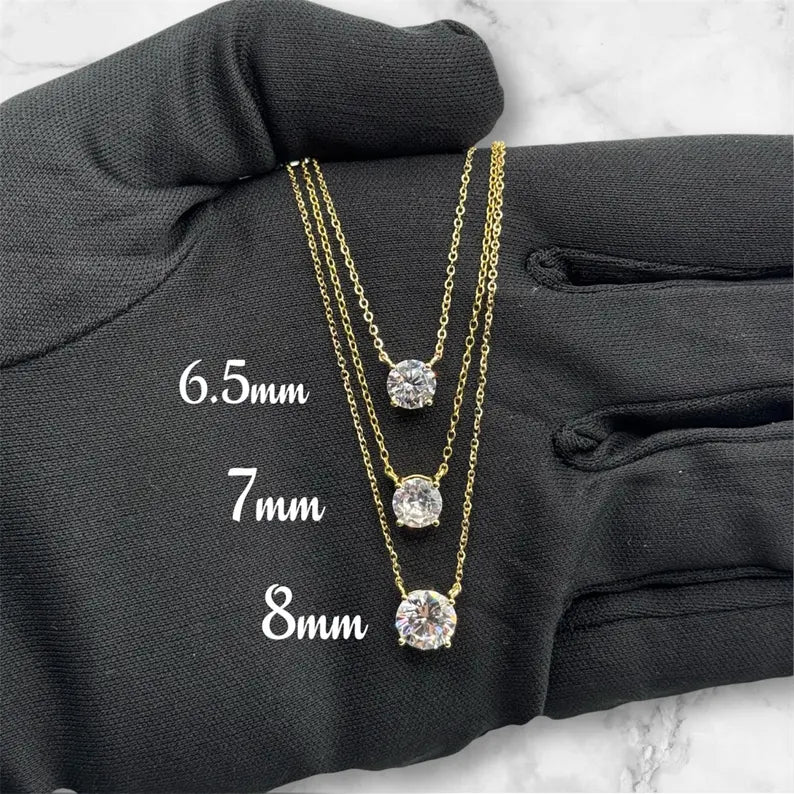 Water Resistant Women’s Necklace – Dainty Necklace Gold/Silver, Floating Solitaire Pendant in Sterling Silver, Minimalist Bridesmaid Jewelry