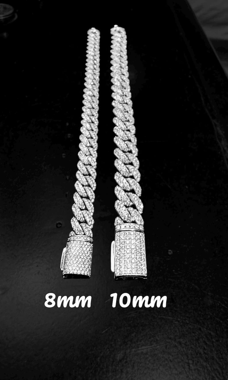 VVS1 Moissanite Miami Cuban Link Bracelet – Solid 925 Sterling Silver, Iced Out Hip Hop Jewelry, Rapper Style, All Sizes Available