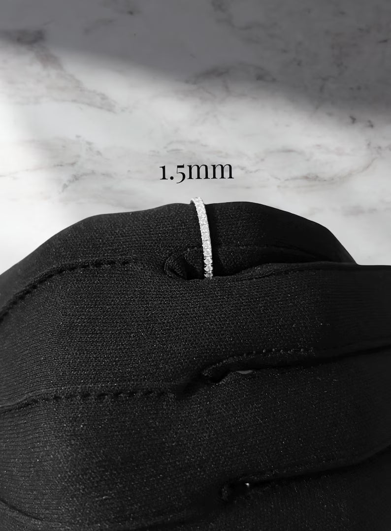 VVS1 Women’s Ring Moissanite – Moissanite Eternity Band 1.5–4MM, 925 Sterling Silver, Diamond Alternative Wedding Ring, 5x Rhodium Plate