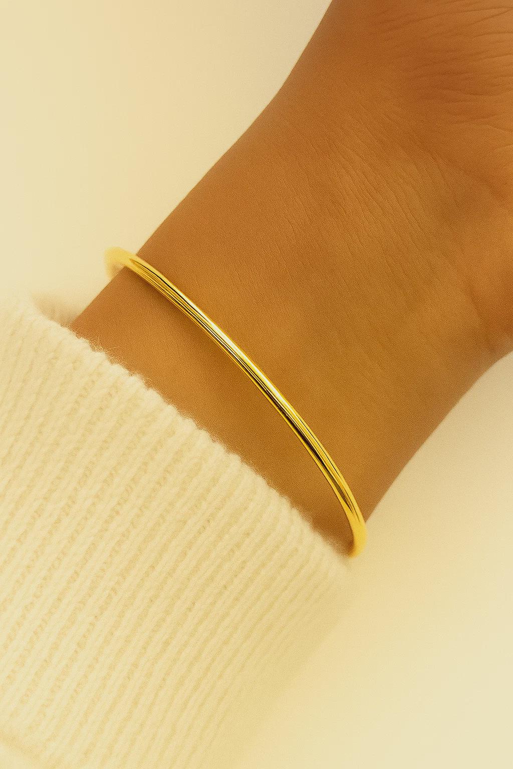 Waterproof 18K gold plated bangle bracelet in stainless steel