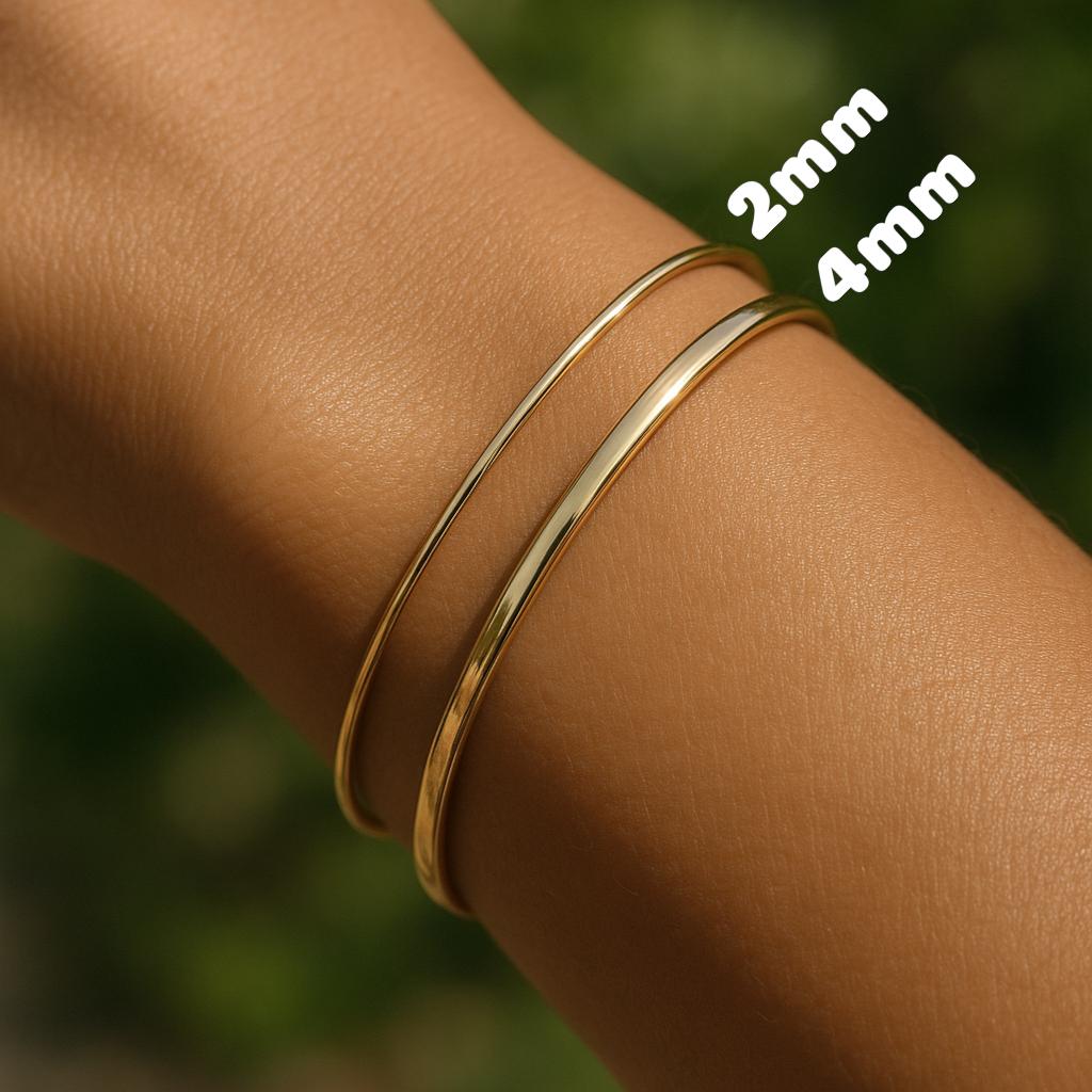 Gold bangle bracelet, 316L stainless steel with 18K gold plating