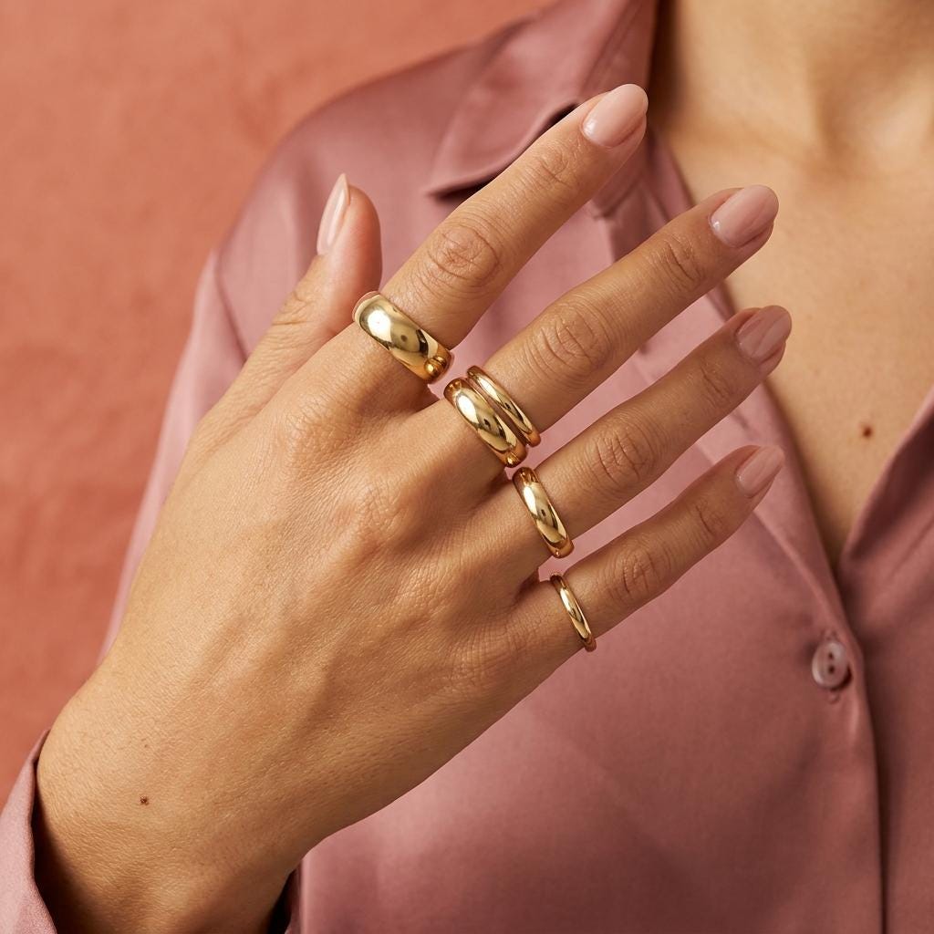 Dainty 18K gold plated titanium stacking ring