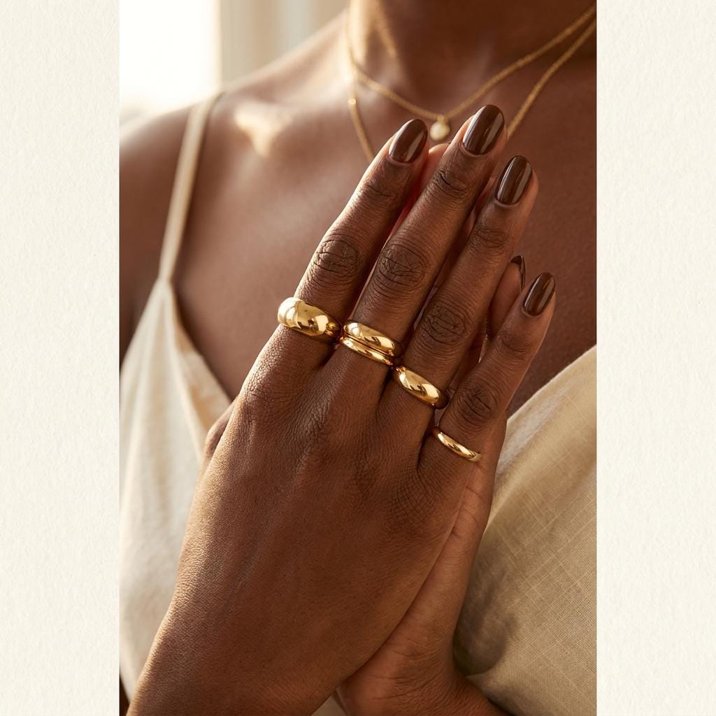 Comfort-fit gold stacking band, US sizes 5 to 8