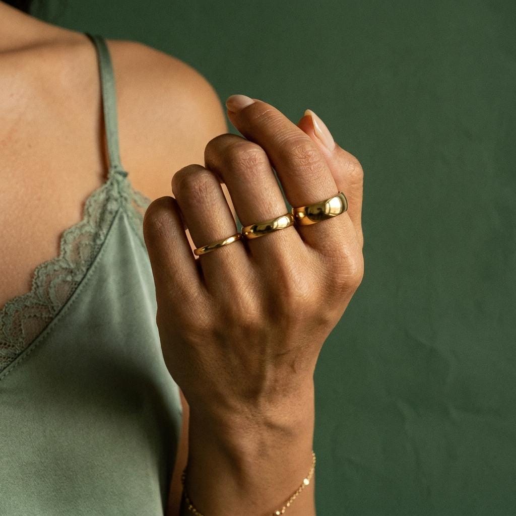 Gold stacking ring in lightweight hypoallergenic titanium