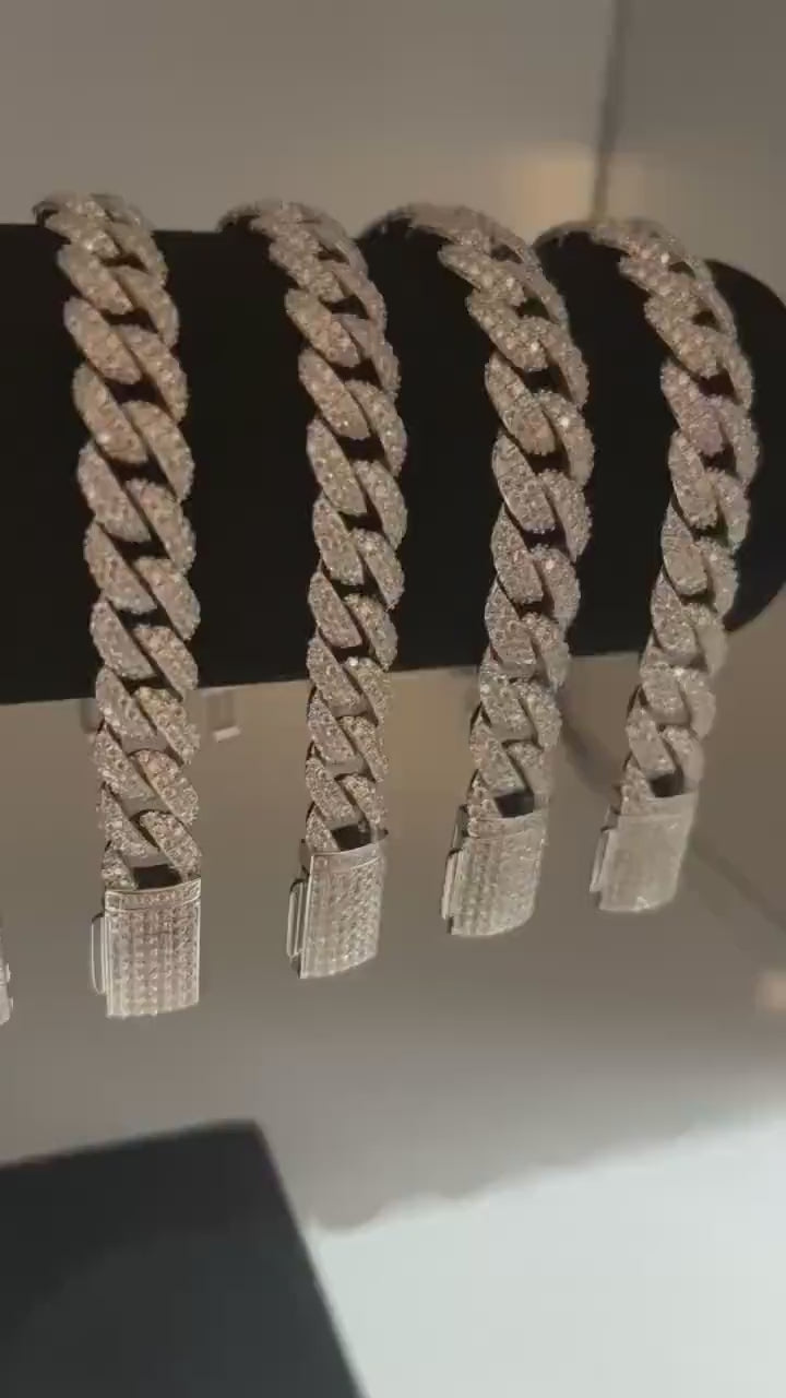 VVS1 Moissanite Miami Cuban Link Bracelet – Solid 925 Sterling Silver, Iced Out Hip Hop Jewelry, Rapper Style, All Sizes Available